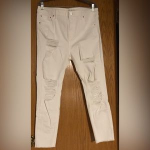 Size 16 High-Rise White Distressed Jeans